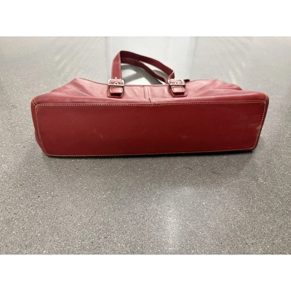 Vintage Coach Red Leather Soho Tote Bag Buckle Shoulder Handbag 9554